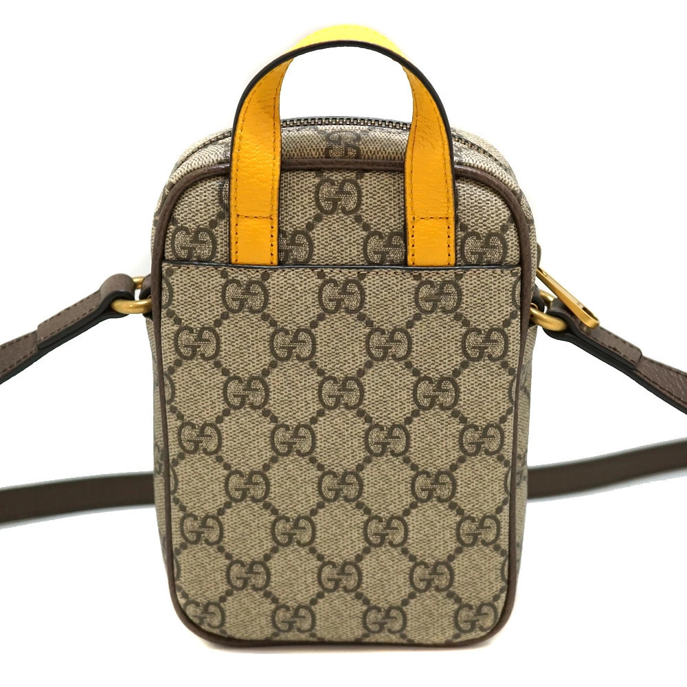 Gucci Yellow Canvas GG Leather Beige Bag Brown Supreme Shoulder Neo
